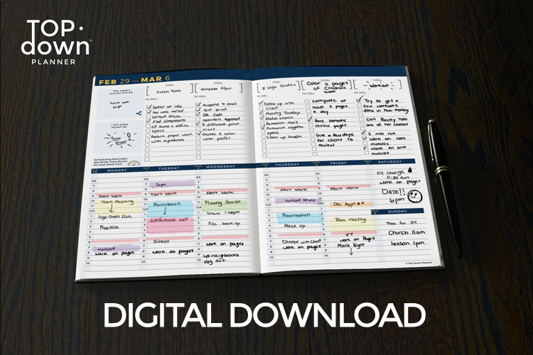 Top·Down Planner | Weekly Planner PDF Download , Planner, Calendar, Goal Setting - Top·Down Planner, Top·Down Planner - 1