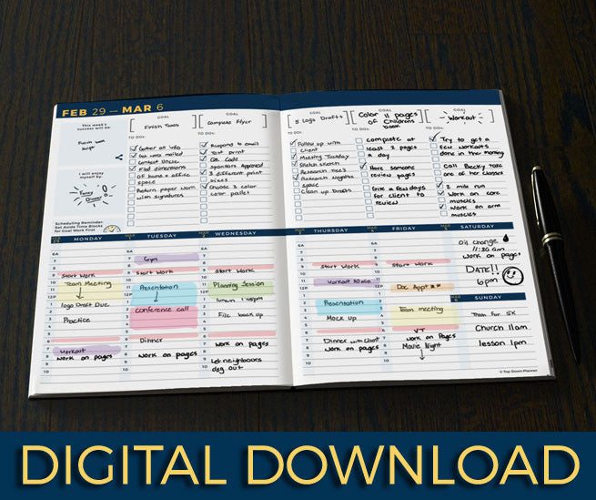 18-Month Top·Down Planner Digital Download: Goal Planner & Productivity Tool with Daily Agenda/Scheduler (332 Pages) ,  - Top·Down Planner, Top·Down Planner - 2