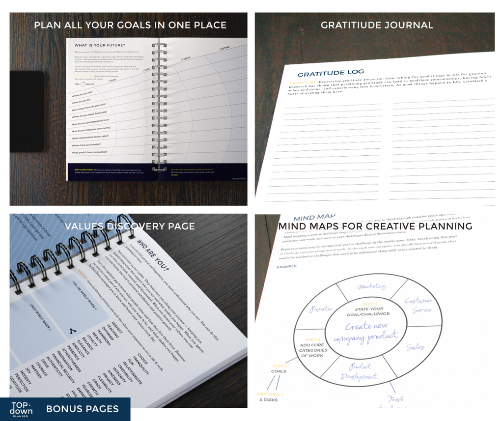 Top·Down Planner, Spiral Bound: Undated Goal Planner and Daily Scheduler with Digital Bonus