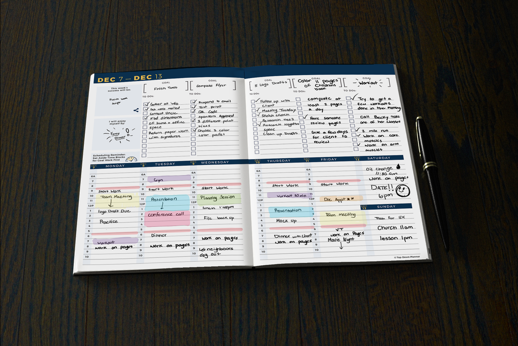 Top·Down Planner, Hardbound:  Undated Goal Planner and Daily Scheduler with Digital Bonus