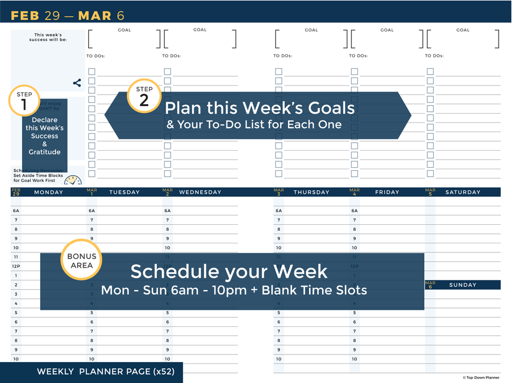 Top·Down Planner | Weekly Planner PDF Download , Planner, Calendar, Goal Setting - Top·Down Planner, Top·Down Planner - 3