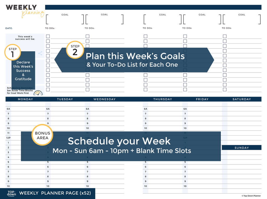 Top·Down Planner, Spiral Bound: Undated Goal Planner and Daily Scheduler with Digital Bonus